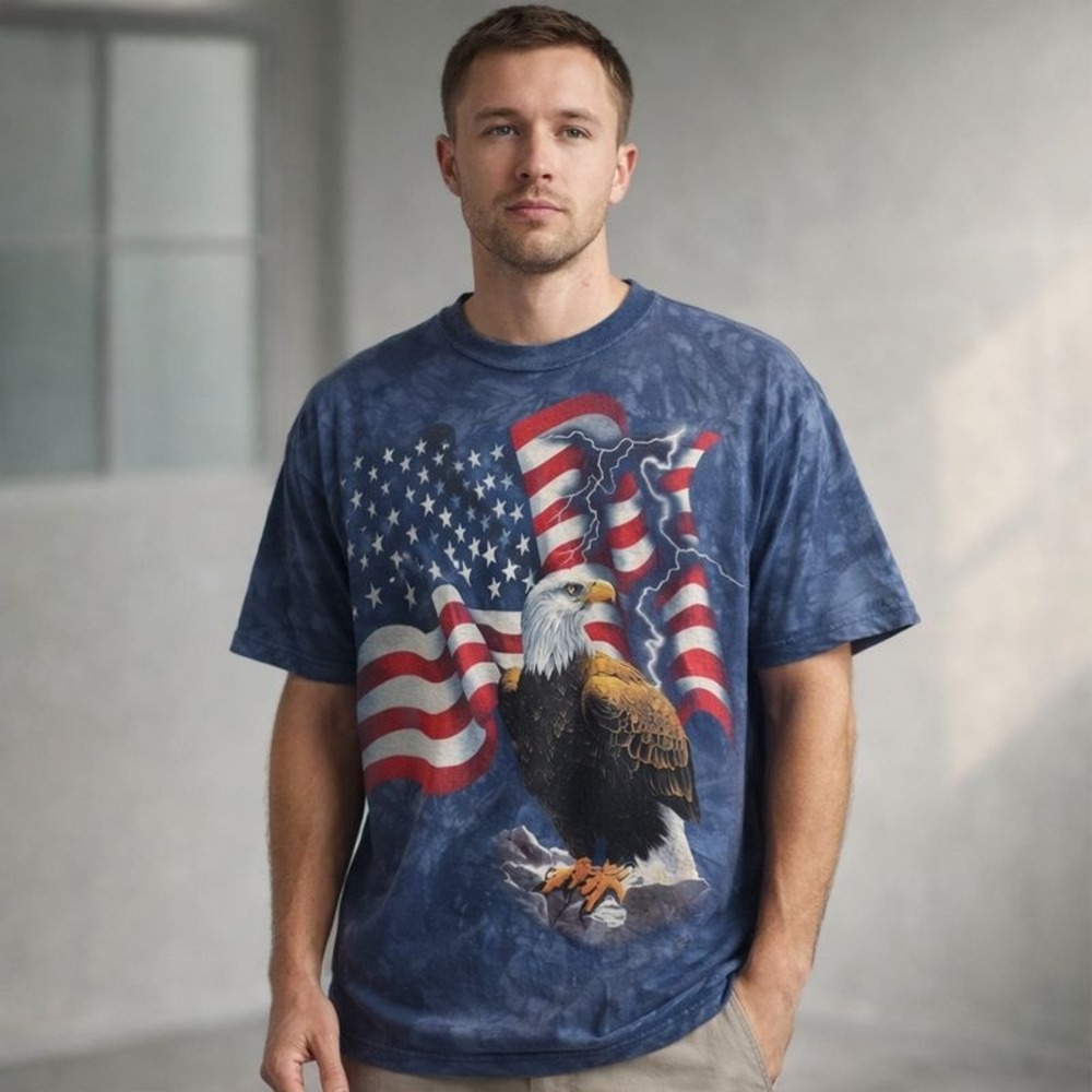 American Flag Tie Dye T Shirt Mens XL‎